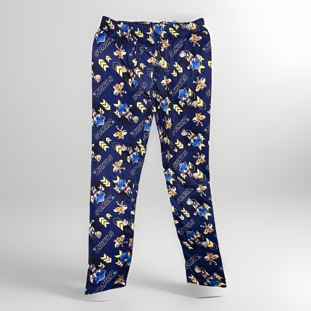 Sonic 2 Hedgehog PJ Pants Bottoms CuddleDuds Base Layer Thermal Youth Large